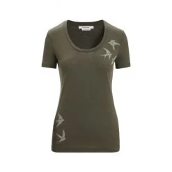 Icebreaker T-SHIRT FEMME TECH LITE II SCOOP SWARMINGSHAPES LODEN